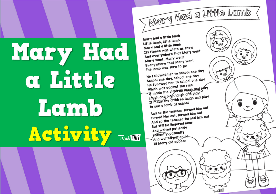 Mary Had a Little Lamb Nursery Rhyme Activity Teacher Resources and Classroom Games